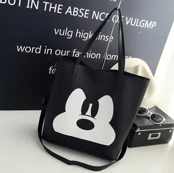 Animacinių filmų Rankinės 2018 M. Rudens Mados Naujų Spausdinimo Moterų maišelį, Aukštos kokybės PU Oda Moterų maišelį Paprastas Atsitiktinis Laukinių Pečių maišą