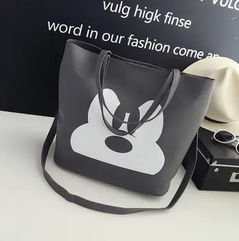 Animacinių filmų Rankinės 2018 M. Rudens Mados Naujų Spausdinimo Moterų maišelį, Aukštos kokybės PU Oda Moterų maišelį Paprastas Atsitiktinis Laukinių Pečių maišą