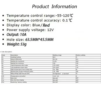 DC 12V Skaitmeninis LCD Temperatūros Reguliatorius Šildymo Aušinimo Termostatas su Zondas Sandėlio, Vandens Šildytuvai, Mikro-Kompiuteris Pr