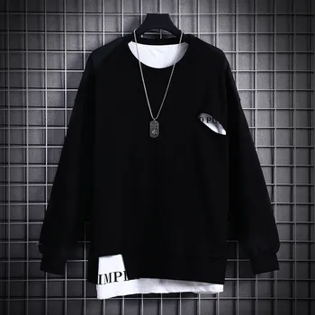 Japonų Stiliaus Pavasario Vyriškos Juodos spalvos Marškinėlius Streetwear Harajuku mados Atsitiktinis ilgomis Rankovėmis Viršūnes Punk Kietas Tee Marškinėliai Vyrams Palaidinukė