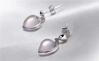 925 sterlingas sidabro romantiškos meilės širdis natūralus akmuo opalas stud auskarai moterims, didmeninė juvelyrikos gimtadienio dovana