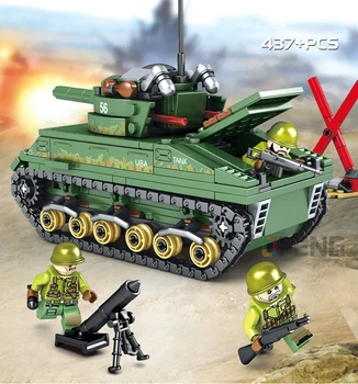 Karinės Serijos M4 Sherman vidutinį Tanką modelio blokai Imperijų Armijos pav plytų Suderinama žaislai, vaikų dovanų