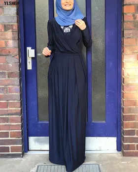 2019 Musulmonų Ramadano Suknelė Abaja Dubajus Ilgomis Rankovėmis Plisuotos Maxi Suknelės Kaftan Skraiste Islamo Aprangos Jubah Artimųjų Rytų Musulmonų Eid