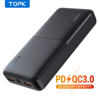 TOPK 20000mAh Galia Banko USB C Tipo Greitai Įkrauti Nešiojamas Baterija Greitai Įkrauti iPhone Mobilųjį Telefoną Xiaomi