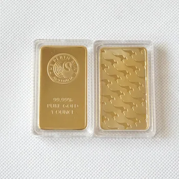 Ne magnetinio 24k auksu perth mint australijos aukso baras replika aukso baras, Žalvario, padengta aukso
