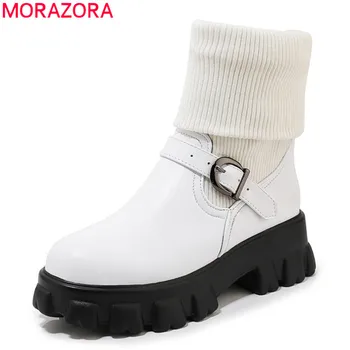 MORAZORA 2020 didelio dydžio 33-46 žiemos paprasta sklende, moterys, prekės ženklo batai patogus butas kulnas juoda balta batai