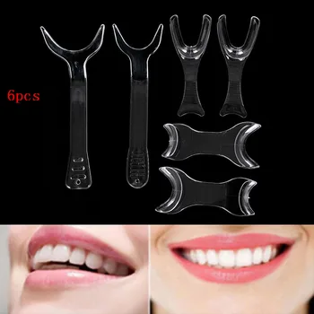 Skaidrus 6pcs Dantų Single/Double-atsuktuvas T-Formos Intraoral Skruosto Lūpų Susitraukimo Ortodontinis Lūpos, Skruosto Susitraukimo Burną Atidarytuvai