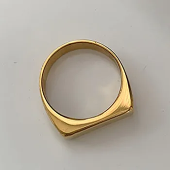 Pasagos D formos masyviu aukso žiedu moterims, nerūdijančio plieno, paprastą geometrijos prašmatnus vienas žiedas prancūzų žiemos mados paprasta