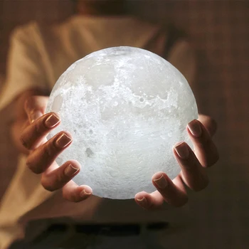 Mėnulio Lempos Naktį Šviesos 3D Spausdinimo Mėnesiena Timeable Pritemdomi LED Įkrovimo staliukas Stalo Lempos Dropship