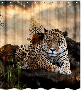 Afrikos Safari Laukinių Gyvūnų Leopard Audinio Dušo Užuolaidos Rinkinius, Vonios Interjeras