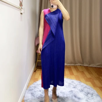 Changpleat Naujų dizainerių Moterų Suknelės, Miyak Plisuotos vienas mygtukas Plonas Didelis elastinga rankovių mados Dugno Ilga suknelė Banga D00