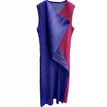 Changpleat Naujų dizainerių Moterų Suknelės, Miyak Plisuotos vienas mygtukas Plonas Didelis elastinga rankovių mados Dugno Ilga suknelė Banga D00