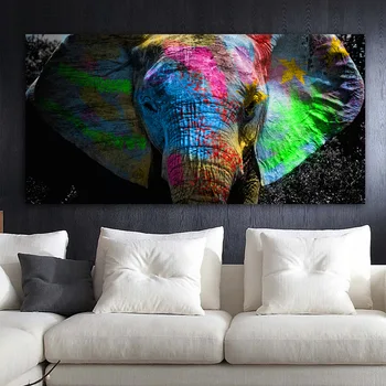 Šiuolaikinės Spalvinga Afrikos Dramblys Gyvūnų Naftos Tapyba ant Drobės, Plakatų ir grafikos Cuadros Sienos Menas Nuotraukas Kambarį