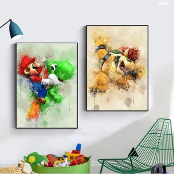 HD Mario akvarelė plakatas Namų puošybai aukštos kokybės drobė, tapyba aukštos kokybės namų Dekoro vaikų Darželio, Vaikų Kambarys be Rėmelio