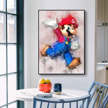 HD Mario akvarelė plakatas Namų puošybai aukštos kokybės drobė, tapyba aukštos kokybės namų Dekoro vaikų Darželio, Vaikų Kambarys be Rėmelio