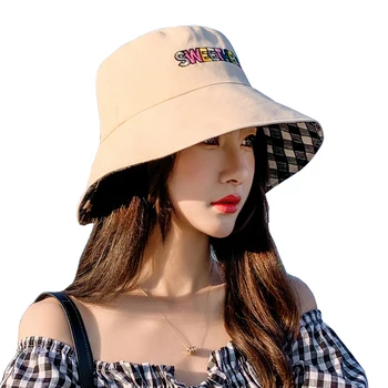 COKK Kibiro Kepurę Moterims Vasaros Ponios Skrybėlės, Dvipusis Pledas Lanksčiuosius Saulės Apsaugos Žvejybos Hat Moterų Korėja Mados Gorro Bob Skrybėlę