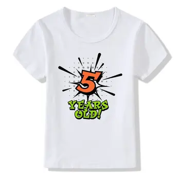2020 m. berniukų ir mergaičių, su gimtadieniu Numeris T-shirt Spausdinti Drabužiai vaikams Juokinga medvilnės Marškinėlius vaikų Skaičių 1-5 Gimtadienio dovana