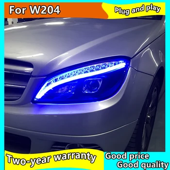 Automobilio Stilius Galvos Lempa W204 LED Žibintai 2007-2010 C260 C300 atnaujinti W205 priekinis žibintas LED DRL Hid Bi-Xenon Auto Priedai