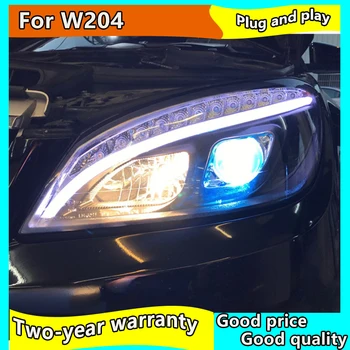 Automobilio Stilius Galvos Lempa W204 LED Žibintai 2007-2010 C260 C300 atnaujinti W205 priekinis žibintas LED DRL Hid Bi-Xenon Auto Priedai