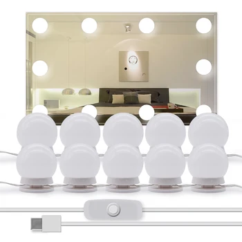 USB Powered Tuštybės Veidrodis Šviesos Holivudo Stiliaus Makiažas Lemputė 10VNT LED Lemputė tualetinis staliukas, Veidrodis Nr.