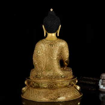 45CM DIDELĖS # 2021 Budistų Budizmas NAMŲ šeimos veiksmingos Saugos Tibeto Auksu Sakyamuni žalvario Budos statula