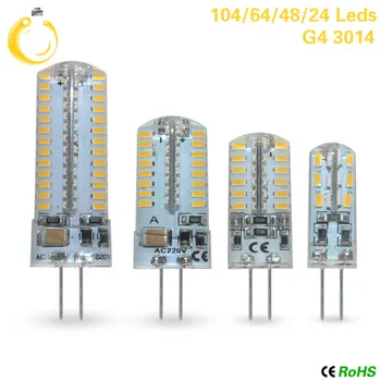 10vnt/daug G4 LED Lempos, Mini LED Lemputė AC 220V DC 12V SMD3014 Dėmesio Liustra Aukštos Kokybės Apšvietimas Pakeisti Halogeninės Lempos