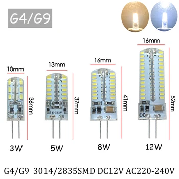 10vnt/daug G4 LED Lempos, Mini LED Lemputė AC 220V DC 12V SMD3014 Dėmesio Liustra Aukštos Kokybės Apšvietimas Pakeisti Halogeninės Lempos
