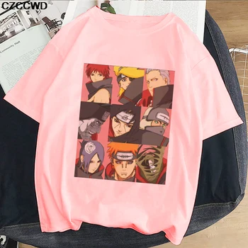 Naruto Harajuku Juokingas Animacinių filmų Rausvos spalvos Marškinėliai Moterims Mados Japonų Anime T-shirt Ullzang Grafinis Marškinėlius 90s Viršuje Tees Moteris