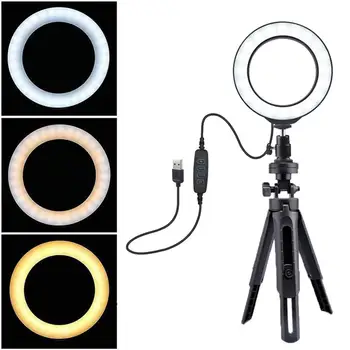 Žiedas Su Šviesos Trikojo LED Šviesos Ratas Pritemdomi Šviesos Su Trikojo sudaro Gyventi Garuose Foto Fotografijos Selfie 6 Colių