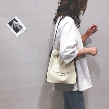 Moterų Medvilnės Drobės Maišelį Atsitiktinis Raišteliu Rankinės Ponios Crossbody Pečių Maišą Korėjos Stiliaus Viduryje Jaunimo Pirkinių Krepšys