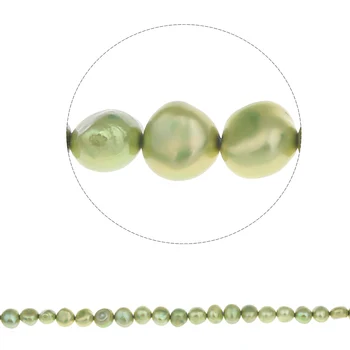 Baroko Kultūringas Gėlavandenių Perlų Karoliukus,Prabanga, žalia, 7-8mm, Skylė:Apie 0,8 mm, Parduodamas Už Maždaug 15 Colių Kryptis