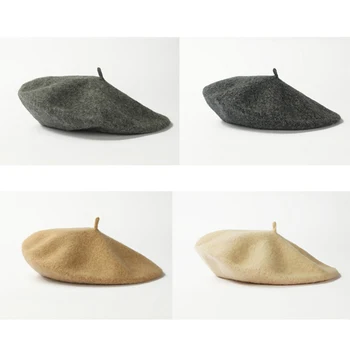 Naujas mados rudens-žiemos vientisa spalva beretės skrybėlę temperamentas patogus šiltas atsitiktinis saldus asmenybės moteris naują atvykimo beretės