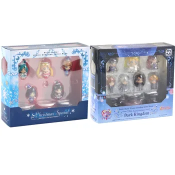 5vnt 7pcs/daug Sailor Moon Pav Žaislai Gana Globėjas Kalėdų Specialusis 25-metį Tamsos Karalystės Ver. PVC Modelis Lėlės