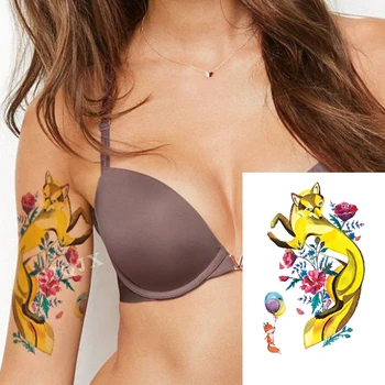 Moters rankos laikina tatuiruotė lipdukas Animacinių filmų kačiukas Katė Mažas lipdukas tatuiruotės Pelėda tigras povas Fox kūno Vandeniui netikrą tatuiruotę