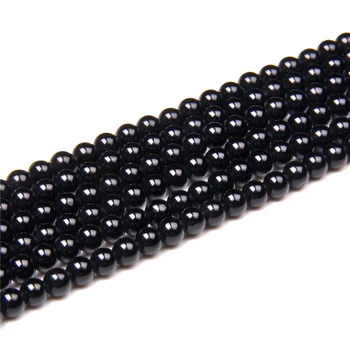 4MM Natūralus Juodas agates karoliukai prarasti originali Juoda maža perlas akmens granulių, skirtų moterų, vyrų papuošalai priėmimo 