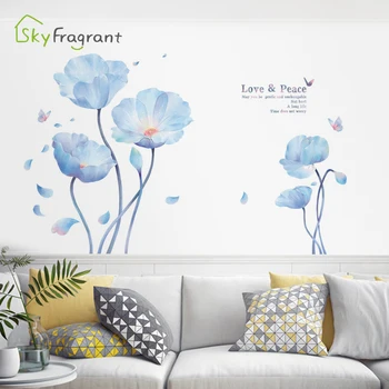 Kūrybos gėlių, sienų lipdukai, lipnios namų dekoro kambario apdaila, gyvenamasis kambarys sofos fone sienų dekoras miegamasis dekoro