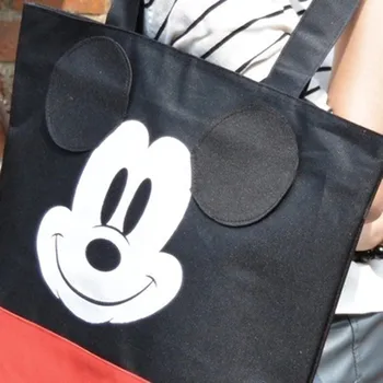 Disney pliušas kuprinė Mickey mouse Moterų drobė maišelis peties Didelės talpos nešiojamas animacinių filmų krepšys pirkiniams rankinės