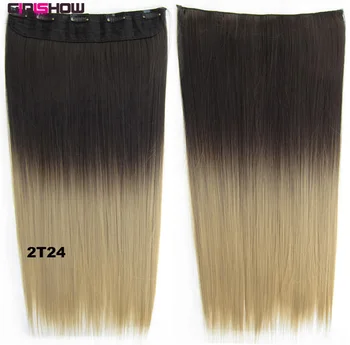 Girlshow įrašą sintetinių dip dažų ombre hairpieces dvi tonas tiesiai gabalas plaukų pratęsimo 36 rūšių, spalvų,130g,60cm 1pc