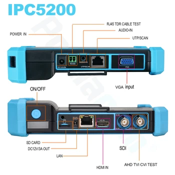 Naujausi 5 colių Visus į vieną VGA & 4K HDMI įvesties IP Kameros Testeris IPC5000 5 colių IPS jutiklinį ekraną, 8MP CVI/ TVI/ HAINAUT kameros testas
