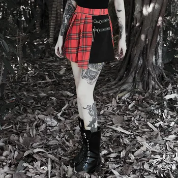 NCLAGEN Gothicc Pledas Nereguliarus Moteris Seksuali Mini Sijonas Kratinys Punk Plisuotos Kamuolys Suknelė Streetwear Femme Goth Sijonai Klubas Komplektai