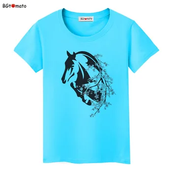 Bgtomato Karšto pardavimo Arklių T-shirt moterims, super cool spalvinga Vasaros Marškinėliai naują atsitiktinis viršų Tees Gražus arklys Marškinėlius