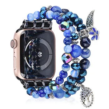 Mados Moterų Karoliukai Diržu, Apple Watch Band 5 4 juostų Series 5 4 3 Juvelyrikos Apyrankė IWatch 40/44/38/42mm Diržas Metalo, Plieno