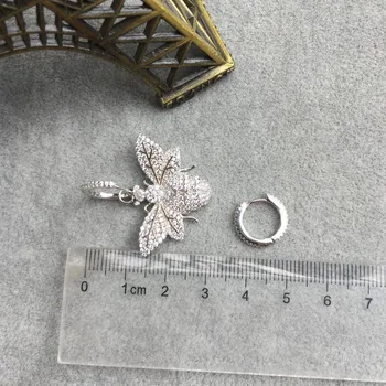 SLJELY Aukščiausios Kokybės 925 Sterlingas Sidabro Asimetrinė Wasp Auskarai Cirkonis Bumble Bee Moterų Fine Jewelry 2019 m. sausio Kolekcija