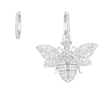 SLJELY Aukščiausios Kokybės 925 Sterlingas Sidabro Asimetrinė Wasp Auskarai Cirkonis Bumble Bee Moterų Fine Jewelry 2019 m. sausio Kolekcija