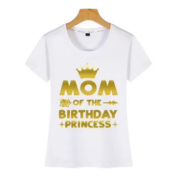 Topai Marškinėliai Moterims mama gimtadienio princesė už gimtadienio, merginos Juokinga Balto Print Moterų Marškinėlius