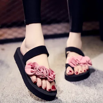 SAGACE batus moteris Vasaros Mados kietas Flip - flop Slip-on Open Toe Gėlių Pleištai Spalvos Šlepetės bateliai moteris sandalai 2020JAN16