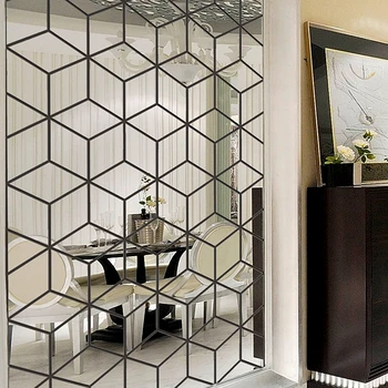 Naujas 3D Sienos Veidrodis Lipdukas Deimantų Trikampiai Akrilo Veidrodis, Sienų Lipdukai 
