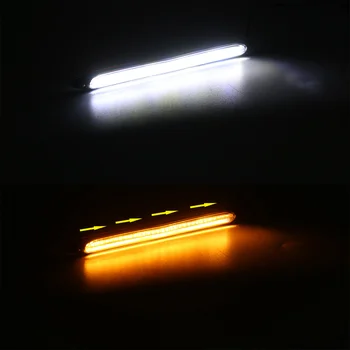 ANMINGPU 1pair Universalus DRL LED Dienos Veikia Šviesos Automobilių Žibintai 12V Eilės LED DRL Balta Posūkio Signalo Geltonos Lempos