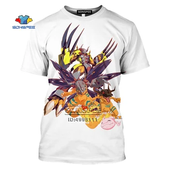 Dragon Warrior WarGreymon X vyriški T-shirt 3D Spausdinimo Japonijos Digimon Marškinėlius Atsitiktinis Vasaros trumpomis Rankovėmis Harajuku Hip-Hop Top Marškinėliai