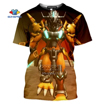 Dragon Warrior WarGreymon X vyriški T-shirt 3D Spausdinimo Japonijos Digimon Marškinėlius Atsitiktinis Vasaros trumpomis Rankovėmis Harajuku Hip-Hop Top Marškinėliai